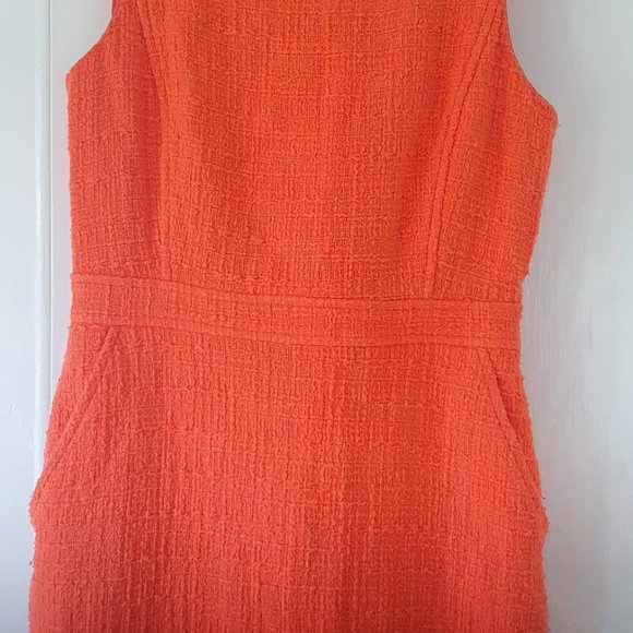 J. Crew Orange Sheath Tweed Dress with Pockets - Picture 5 of 12